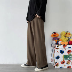Threebooy Men's Pants Casual Wide Leg Suit Pants Loose Straight Trousers Spring Summer Solid Color Oversized Bottoms Vintage Male Clothing