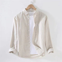 Threebooy Summer Cotton Linen Shirts Men Harajuku Long Sleeve Shirt for Men Vintage Thin Loose Casual Shirt Coats Japan Style Blouse Male
