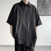 Threebooy Shirts Men Floral Japanese Style Fashion Loose Pleated Vibe All-match High Street Youthful Cool Designed Vintage surplice