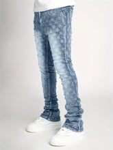 Threebooy High-End New Model Jeans with Rhinestone Embroidery, Trendy Slim Fit, Slightly Flared, Korean Style, Heavy-Duty Embroidery, Trendy