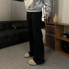 Threebooy Korean Style Streetwear Slim-Fit Cleanfit Flared Jeans for Men Simple Trendy Vibe Casual Long Pants