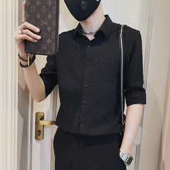 Threebooy Men's Business Casual Shirts/Male Spring Slim Fit Long Sleeve Shirts/Man High-End Clothing Tops Plus Size S-3XL