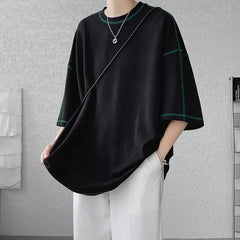 Threebooy Summer Short Sleeve T-shirt Men Fashion 3 Colors Oversized T Shirt Men Streetwear Hip Hop Loose O-Neck Tshirt Mens Top S-2XL