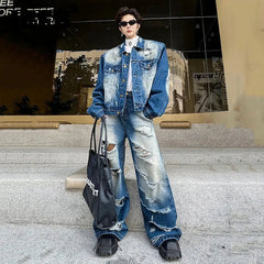 Threebooy Men's Distressed Denim Delight 2-Piece Set