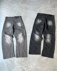 Threebooy New Retro Baggy Jeans Women Hip Hop Goth Tie Dye Ripped Denim Jeans Men Y2k Streetwear Harajuku Straight High Waisted Pants