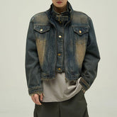 Threebooy American High Street Motorcycle Short Denim Jacket Autumn And Winter New Fashion Denim Cotton Trend Leisure Y2k Jacket For Men
