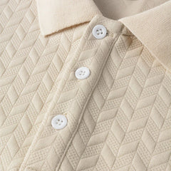 Threebooy Men's Heavyweight Polo Shirt Spring Summer Short-sleeved Jacquard T-shirt Turn-down Collar Casual Fashion Button Male Clothing