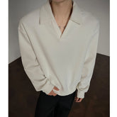 Threebooy Long sleeve t Shirt men 2025 Arrival Men Polo Shirt Solid Color Casual Relaxed Fit Collar Tops Autumn Fall Fashion Mens Clothing