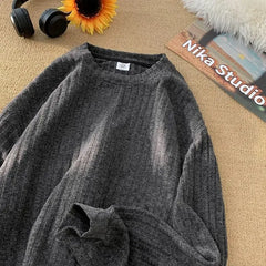 Threebooy American Casual Hairy Sweatshirt Men's Autumn Winter Hip Hop Preppy Loose Lazy Long-sleeved T-shirt High-end Casual Inner Wear