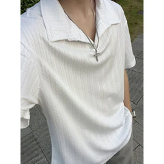 Threebooy Mens Soft Comfortable Polo Shirt Collared Knit Summer Solid Classic Simple Casual Short Sleeve Breathable Fabric Plain T Shirt