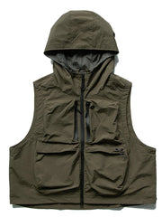 Threebooy Japanese Outdoor Three-dimensional Multi-pocket Short Waterproof Workwear Hooded Vest Men's Trendy Summer Fishing Vest Jacket