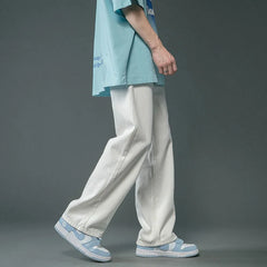 Threebooy Baggy Jeans Men Fashion Casual Wide Leg Jeans Men Oversized Streetwear Hip-hop Loose Straight Jeans Mens White Denim Trousers