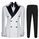 Threebooy Men's 2-piece Suit Slim Fit Business Double-breasted Suit Jacket and Trousers Formal Wedding Attire Wedding Suits for Men