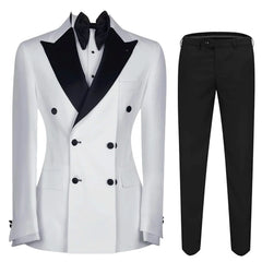 Threebooy Men's 2-piece Suit Slim Fit Business Double-breasted Suit Jacket and Trousers Formal Wedding Attire Wedding Suits for Men