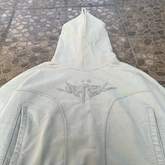 Threebooy Gothic Letter Embroidered Pullover Clothes Y2k Hoodies Women Harajuku Oversized Pockets Button Stand Collar Sweatshirt Hoodie