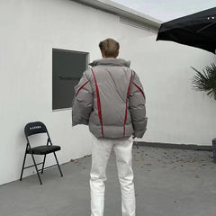 Threebooy 90s 00s Fashion Streetwear American Cotton Jacket Men's Winter New High Street Thick Warm Loose Cotton Jacket