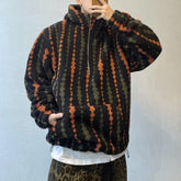 Threebooy Mens Fashion Trend Y2k Hoodie Autumn And Winter Retro Warm Plus Velvet Imitation Lambswool Half Zipper Hooded Thick Coat Men