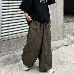 Threebooy Vintage Baggy Cargo Pants Men Cotton Wide Leg Trousers Male Oversize Retro Loose Casual Japanese Streetwear Hip Hop