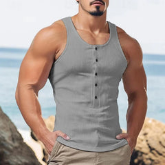 Threebooy Shoulder Cross Shaped New Men's Vest Summer Trend Stylish And High-End American Sleeveless Knitted T-Shirt For Men