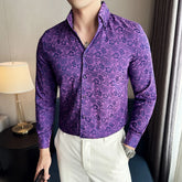 Threebooy Fashion Retro Big V-neck Shirt for Men Autumn Long Sleeve Casual Business Shirts Social Party Streetwear Tuxedo Blouse