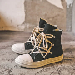 Threebooy High-top Sneakers for Women Men's Casual Shoes Cross-tied Thick Bottom Canvas Punk Designer Trendy Unisex Couple Shoes