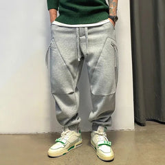 Threebooy Cargo Joggers Mens Casual Straight-Leg Contrasting Casual American Cotton Loose Cargo Pants Street Fashion Sweatpants For Men