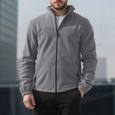 Threebooy Men's Spring Fall Winter New Polar Fleece Jacket Zip Up Stand Collar Windproof Outdoor Casual Outerwear for Daily Hiking Wear