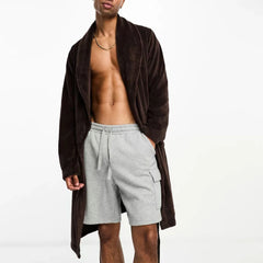 Threebooy Mens Home Flannel Pajamas Lace Up Long Sleeve Pajamas Genderless Solid Color Comfortable Simple Casual Home Pajamas Unisex