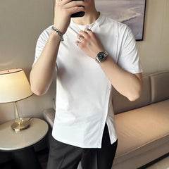 Threebooy Clothing Men's Summer Button Decoration Casual T- Shirt/Male Slim Fit High Quality Short-sleeved T-shirts S-4XL