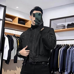 Threebooy Mens Fashion Trend Solid Color Cotton Jacket Pilot Jacket Short Autumn And Winter New Thick High Quality Casual Y2k Jacket Men