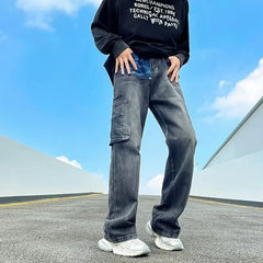 Threebooy Fashion Vintage Black Baggy New Cargo Jeans Pants For Men Clothing Straight Luxury Cotton Trousers Pantalon Homme