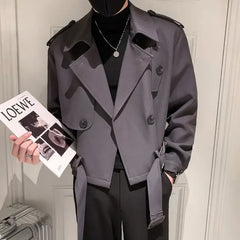 Threebooy Short Men's Overcoat Jackets Slim Fit Windbreaker Casual Male Coats Korean Vintage