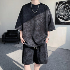 Threebooy Summer Tie-dye Sports Suit Men's Short-Sleeved Tshirt Shorts Loose T-Shirt Short Pants Casual Breathable Running Suit Men Sets