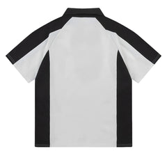 Threebooy Vintage Splicing Polo Shirts Men Streetwear Hip Hop Half Zipper Sport Tshirt Harajuku Loose Casual Short Sleeve Tees Tops Unisex