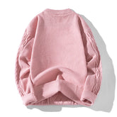 Threebooy Autumn Winter Men's O-Neck Knitted Sweater Youthful Vitality Casual Pullovers Solid Color Loose Knit Pullover Men Warm Sweaters