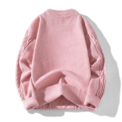 Threebooy Autumn Winter Men's O-Neck Knitted Sweater Youthful Vitality Casual Pullovers Solid Color Loose Knit Pullover Men Warm Sweaters