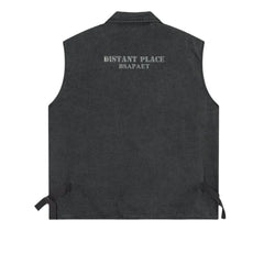 Threebooy Vintage Zipper Denim Vest Jackets Men Streetwear Sleeveless Cargo Coats Harajuku Loose Casual Letter Print Jeans Vests Male