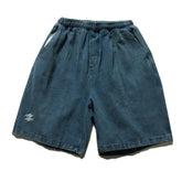 Threebooy Hip Hop Denim Shorts Men Streetwear Harajuku Casual Jeans Short Oversized Vintage Elastic Waist Baggy Knee Length Pant Male