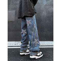 Threebooy American Vintage Pants Luxury Man Jeans Straight Trousers Streetwear Baggy New Wide Men's Clothing