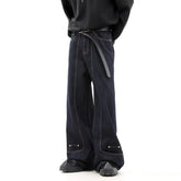 Threebooy Street men and women trendy personality retro design straight leg jeans couple hip-hop loose floor length casual pants y2k