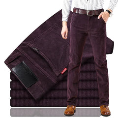 Threebooy Men's Corduroy Casual Pants Straight Leg Loose Fit Youth Winter Thick Warm Velvet Sweatpants Sweatpant Baggy Sweatpants