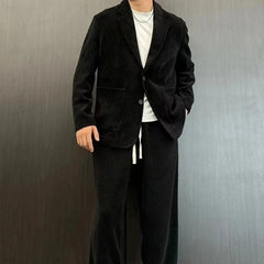 Threebooy Trends Costumes 2 Piece Outfit Set Male Solid Color Full Men's Suits and Blazers Youth Pants Spring Autumn Korean Luxury Casual