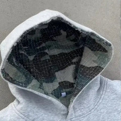 Threebooy Loose Unisex Camouflage Print Sweatshirt Hip Hop Style Reversible Autumn Winter Fashion Streetwear Casual Comfortable Hoodie