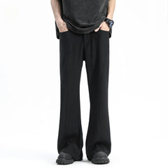 Threebooy American style high street black spring autumn slightly flared trousers for men with high-end hanging casual feel