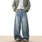 Threebooy Wide Leg Denim Pants Male Loose Cowboy Mopping Trousers baggy Men's Jeans Fashion Handsome Washed Streetwear Casual