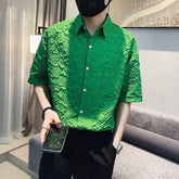 Threebooy Summer Five-point Sleeve Shirt Men's New Casual Handsome Half-sleeved Inch Shirt Thin Men's Top Mid-sleeved Shirt