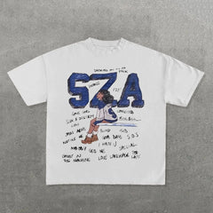 Threebooy Summer new oversized letters cartoon character graphic t shirts retro Harajuku oversized t shirt loose casual y2k top streetwear
