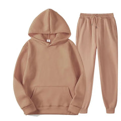 Threebooy Mens Spring Autumn Solid Color Hoodie Set Hooded Sweatshirt + Jogger Pants 2-Piece Sportswear