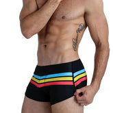 Threebooy Mens Swimsuit Swim Trunks Strip Swimwear Surf Beach Shorts Quick Dry Brief Boxer Bathing Suits Beachwear Boardshort Underwear