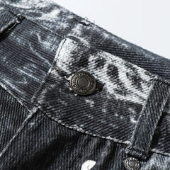 Threebooy Distressed Streetwear Baggy Black Jeans for Men and Women Straight Hip Hop Loose Denim Trousers Vintage Casual Ripped Cargos